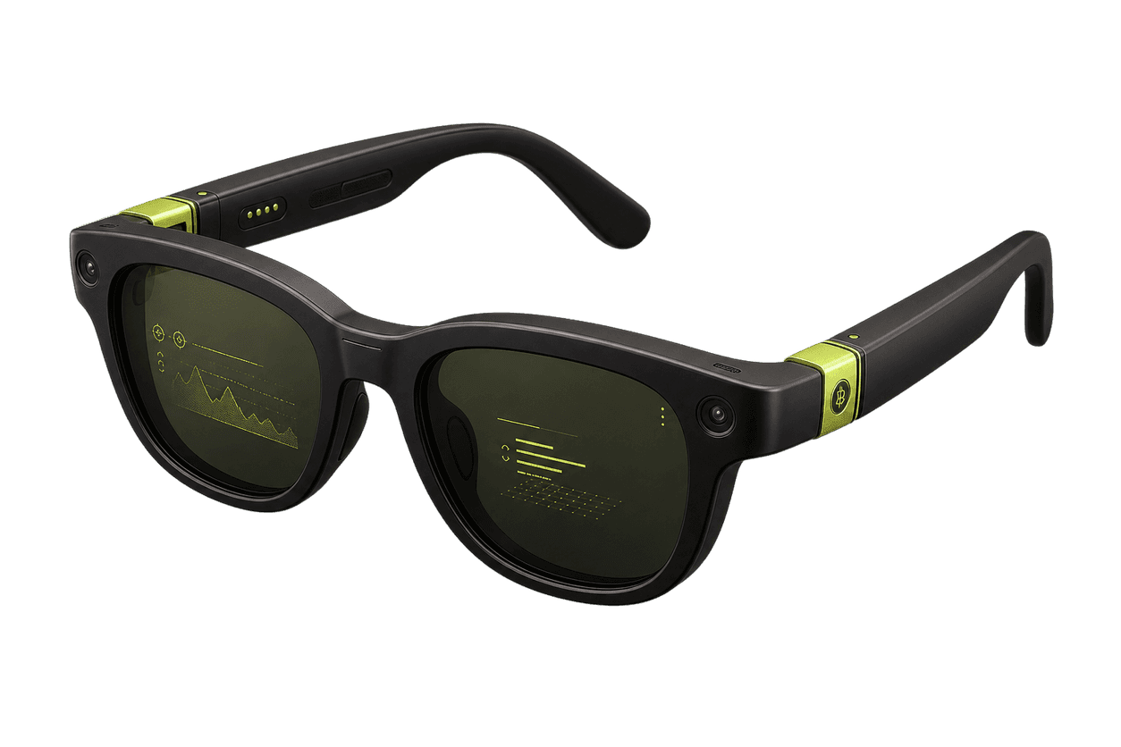 Black and gold Vivid Vision smart glasses